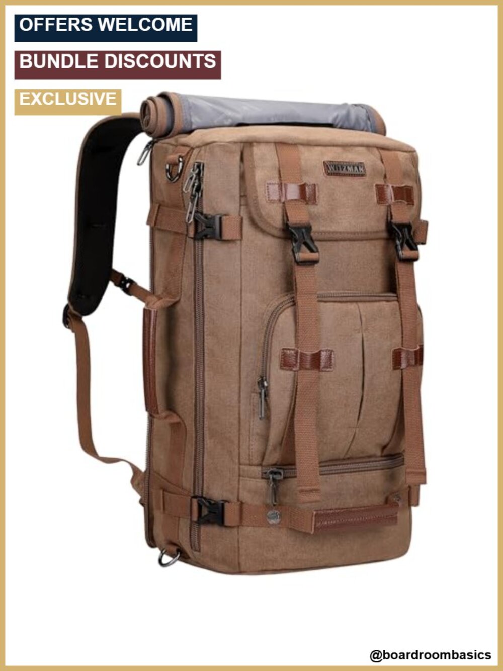 Canvas Travel Backpack for Men Vintage Laptop Backpack Convertible